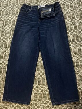 Indigo Rein Relaxed Wide-Leg Jeans in Dark Blue